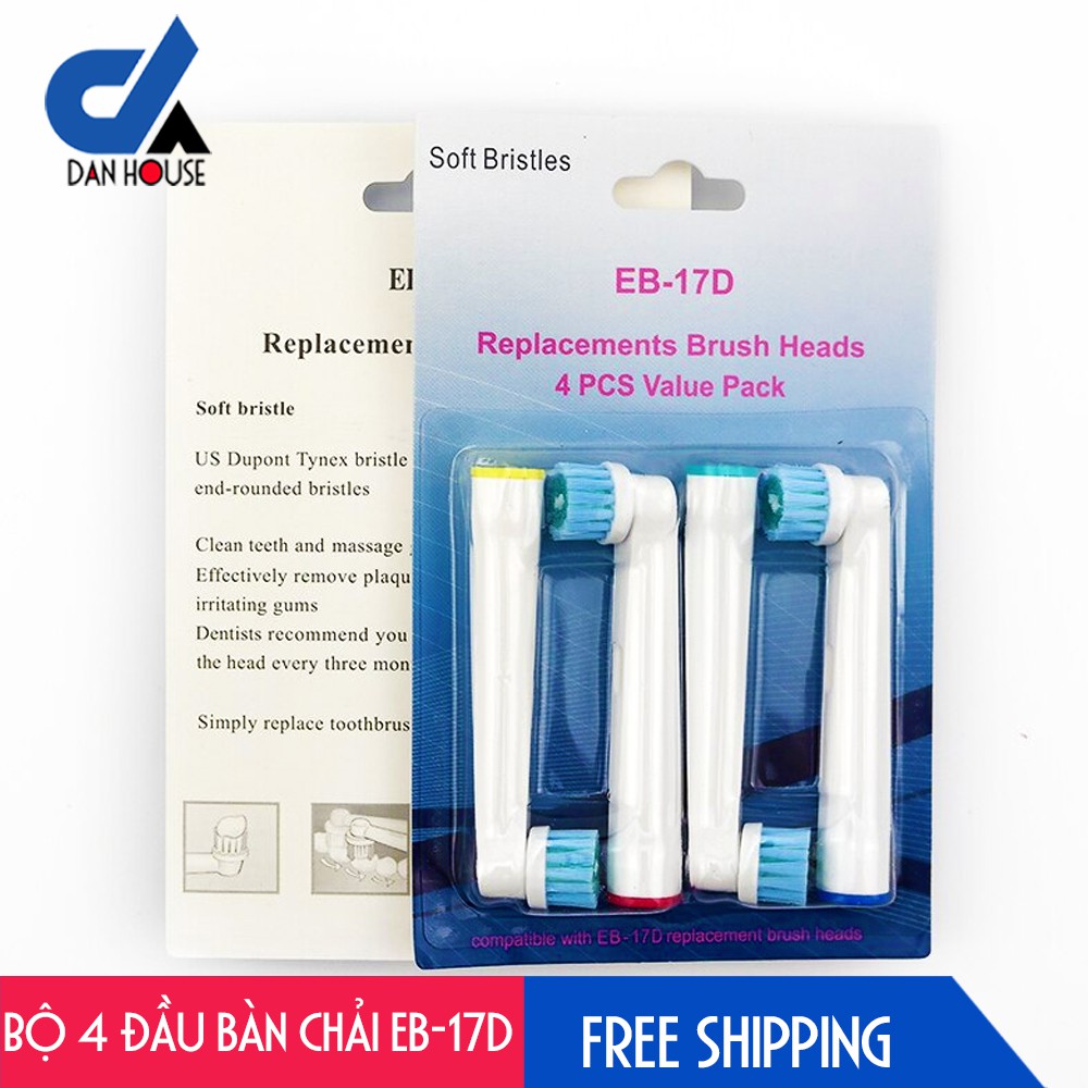 Bộ 4 đầu bàn chải đánh răng điện EB-17D - cho máy Oral B – Làm sạch nướu - Shop Dan House