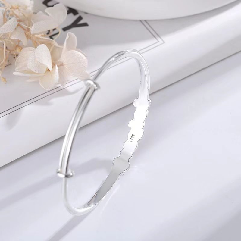 Vòng Tay Bạc Sterling Họa Tiết Gấu Dâu Hoạt Hình Đơn Giản Cho Nữ