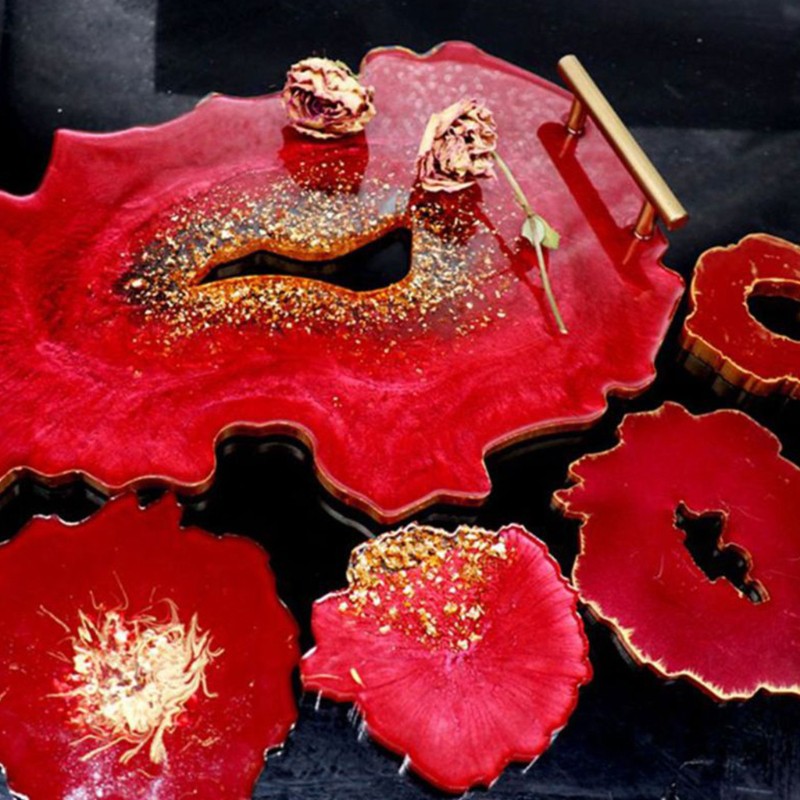 Đá Nhựa Resin Màu Đỏ Làm Móng Nghệ Thuật