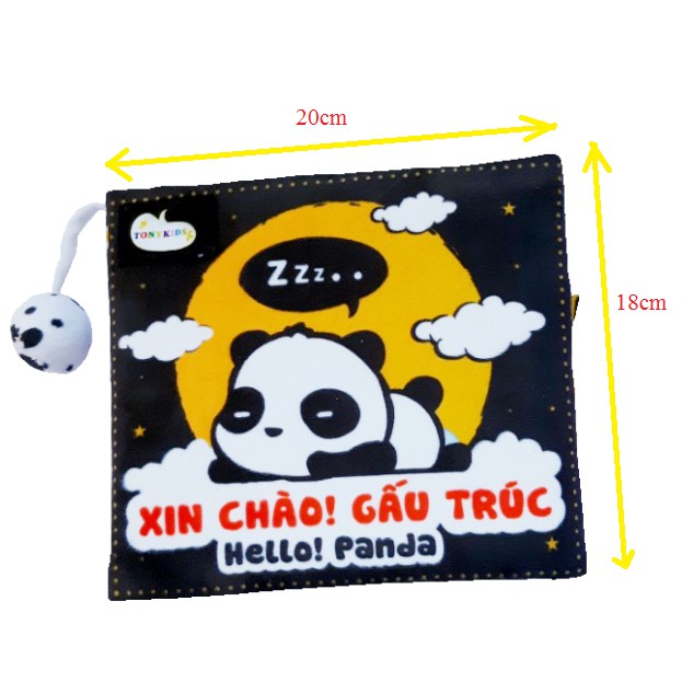 Combo 2 cuốn sách vải kích thích thị giác Love mom và Xin chào gấu trúc TONYKIDS