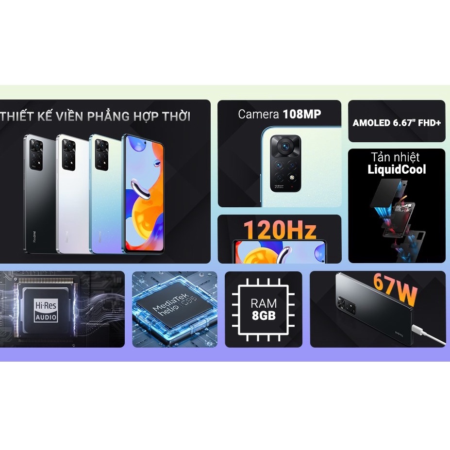 Điện thoại Xiaomi Redmi Note 11 Pro R 8+128gb chính hãng BH toàn quốc