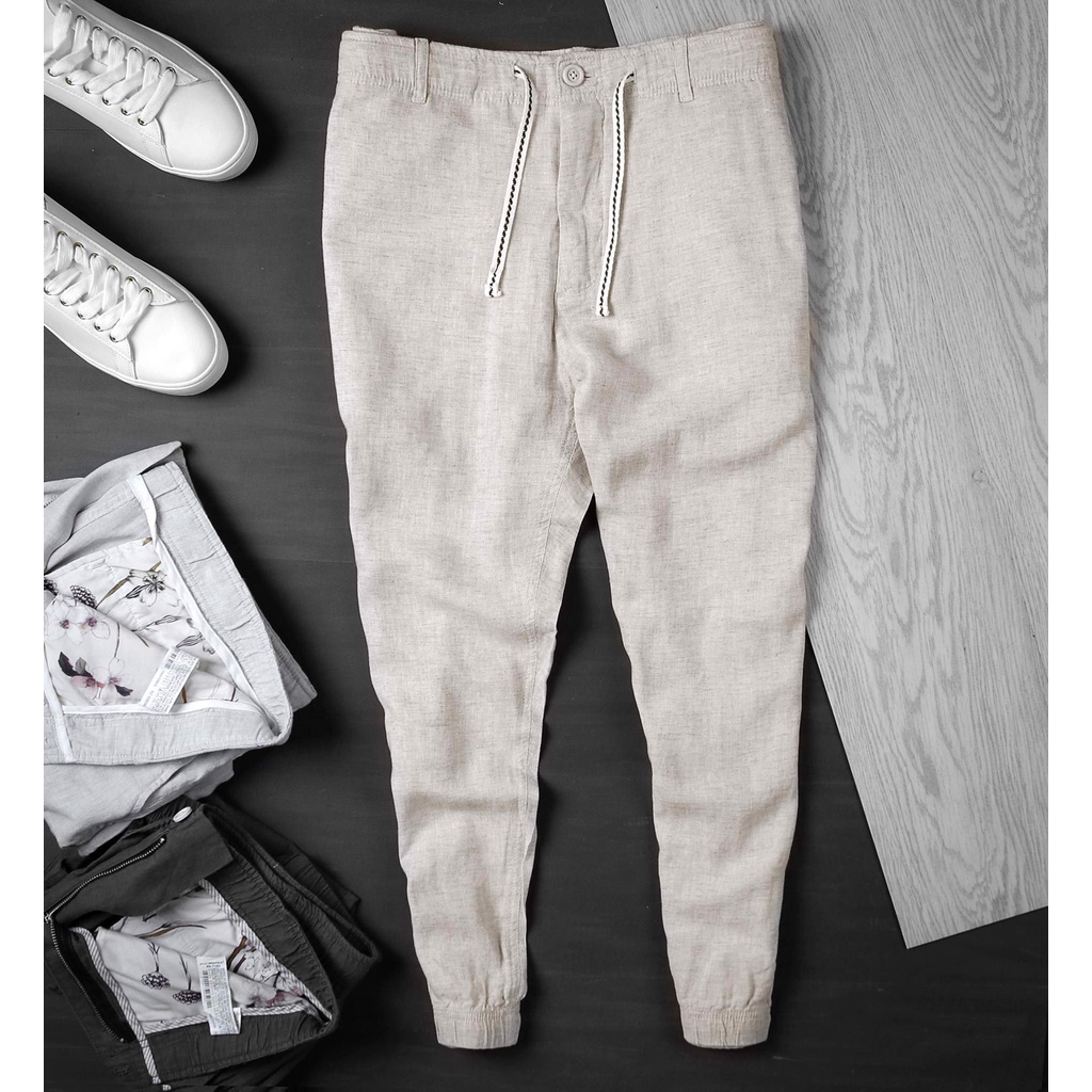 [Size 32/36] Quần linen/ đũi  ZARA dáng chinos chuẩn sang, vải mát mặc thoải mái quanh năm, có big size