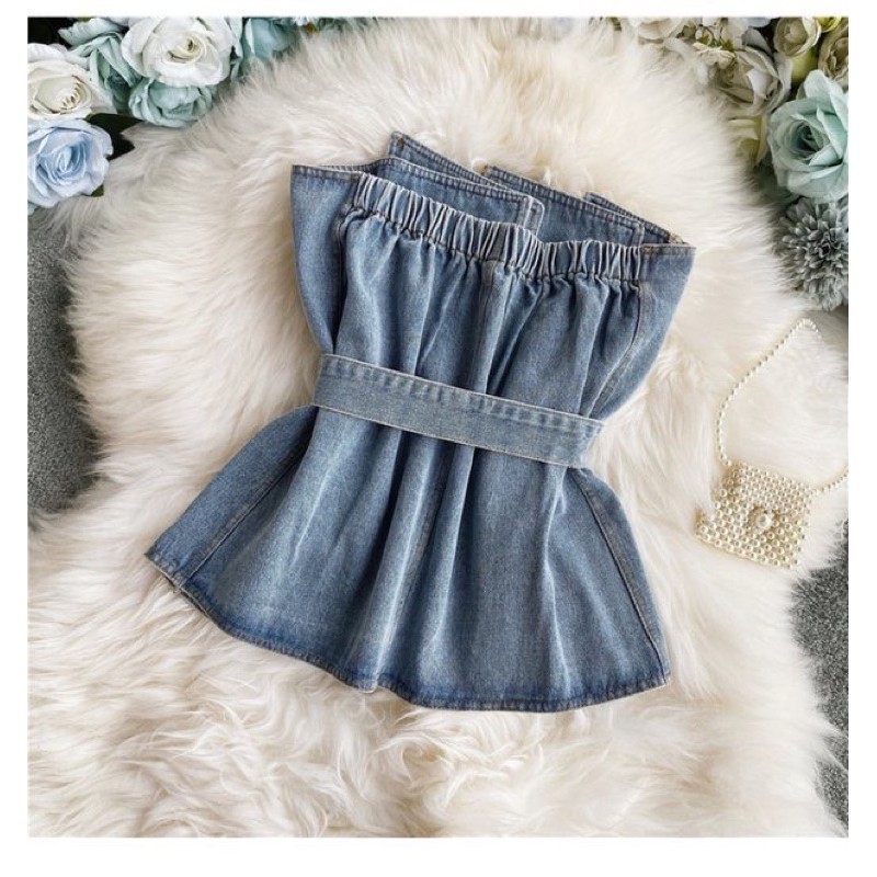 Áo ống jean cúp ngực Ulzzang (sẵn) | BigBuy360 - bigbuy360.vn