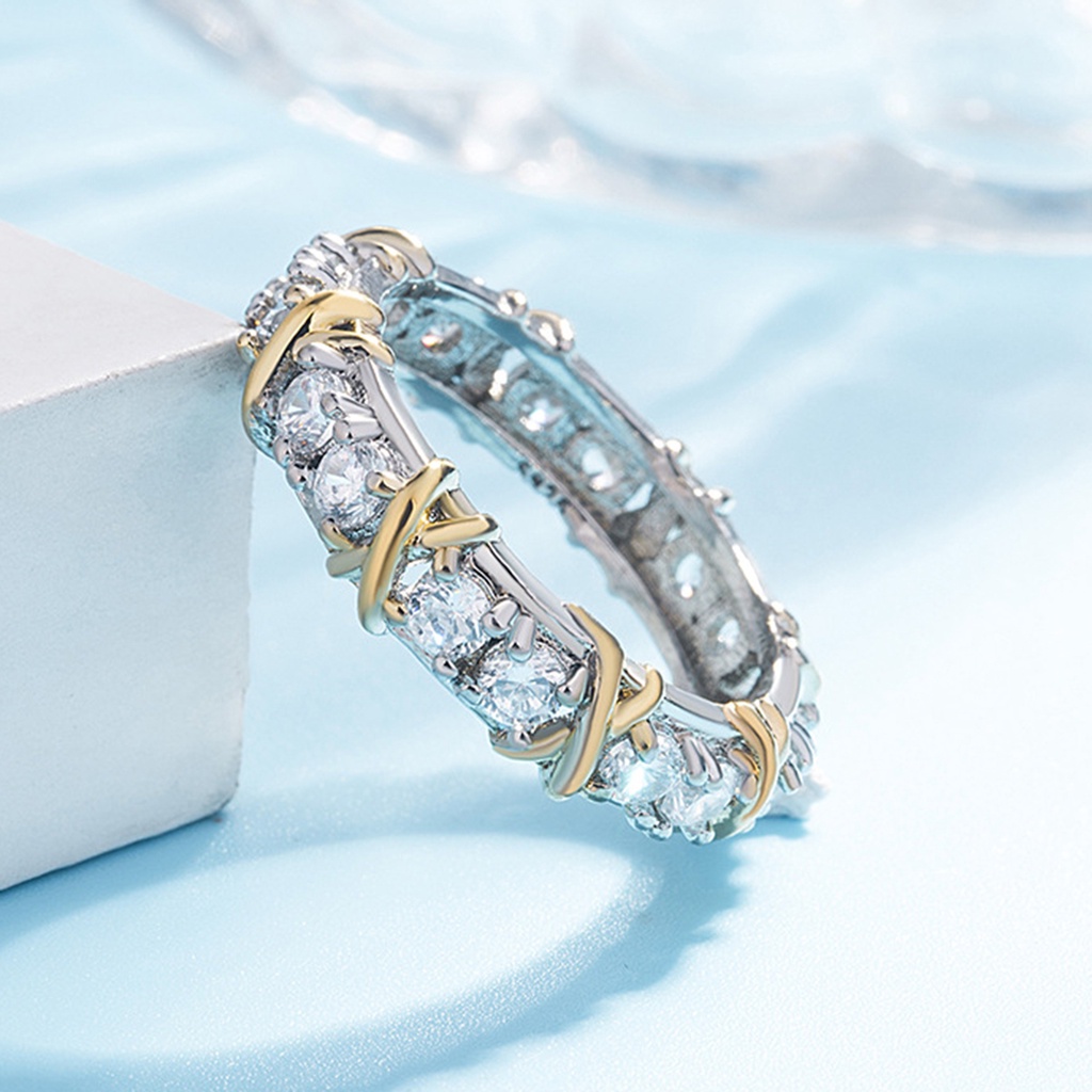 Nhẫn Mạ Bạch Kim Đính Đá Màu Sắc Sang Trọng