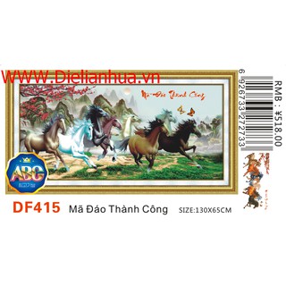 Tranh đính đá mẫu ngựa MÃ ĐÁO THÀNH CÔNG.Kích thước: 130x65cm