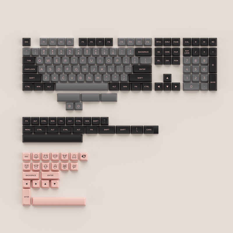 Set keycap AKKO Black Pink (PBT Double-Shot/ASA Low profile/155 nút)