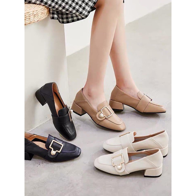ulzzang [sẵn] Giầy búp bê đế vuông oxford Hàn Quốc G010 | BigBuy360 - bigbuy360.vn