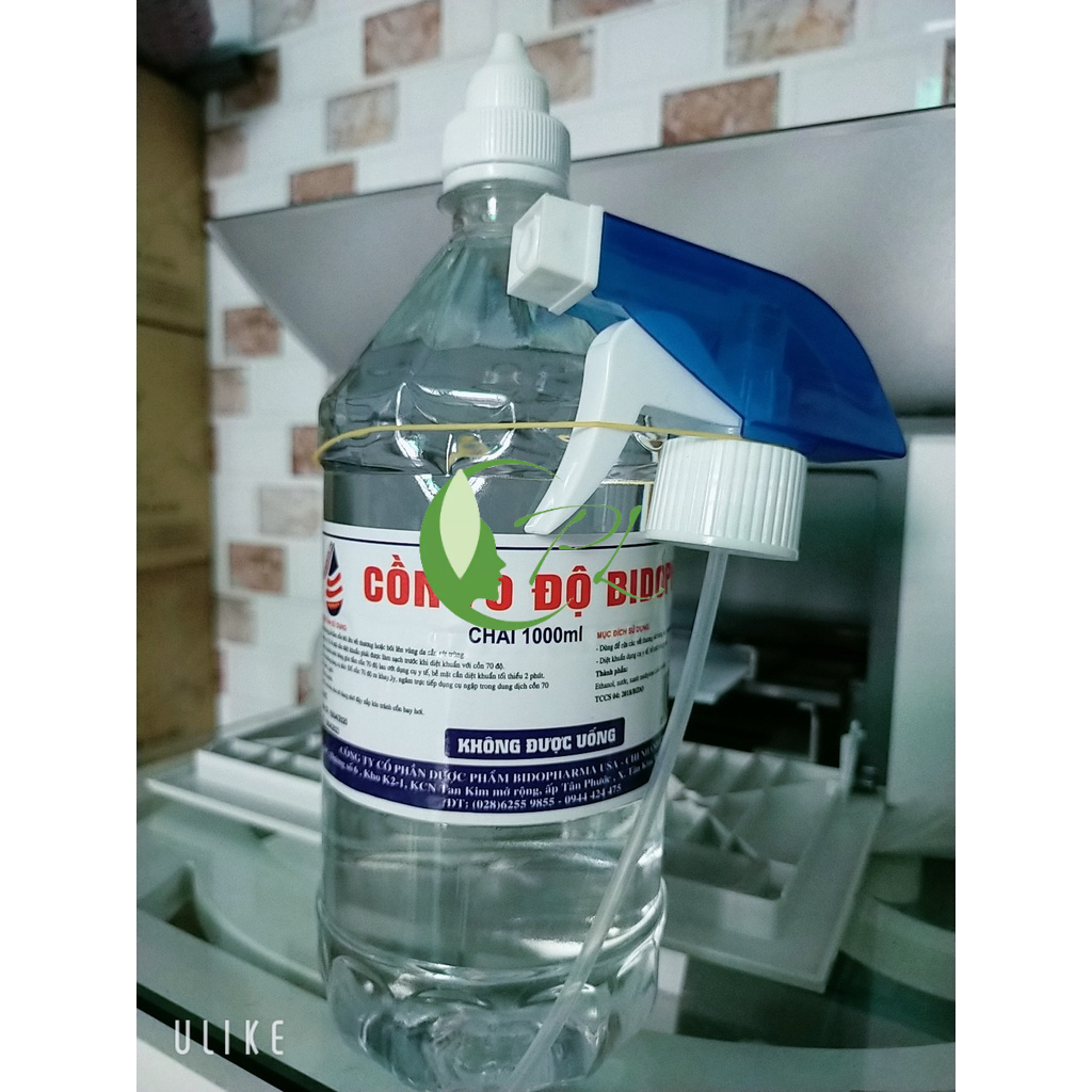 Cồn Y Tế 70 - 90 độ Chai 1 Lít Có Vòi Xịt Bidopha