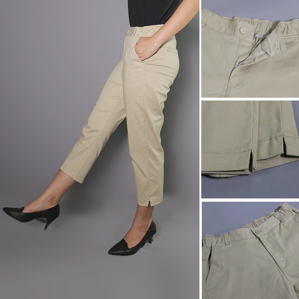 Quần Baggy Lở Kaki Lưng Thun Thời Trang Nữ Tôn Dáng