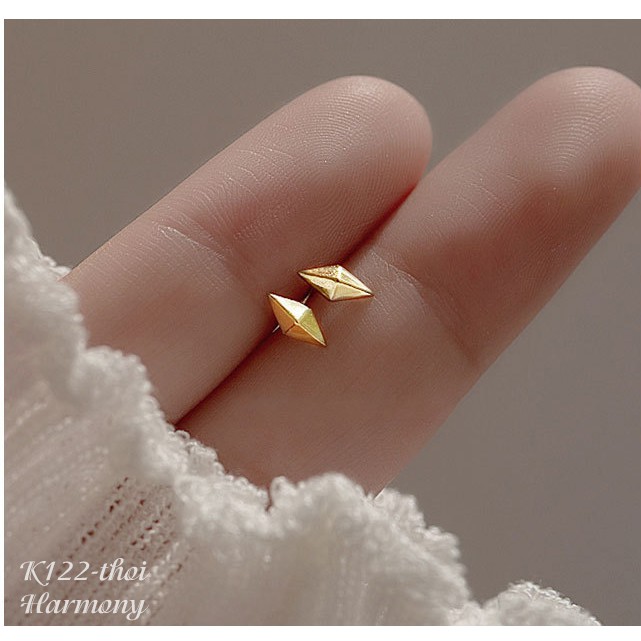 Bông tai, Khuyên tai nữ bạc 925 cao cấp mạ vàng nhiều mẫu xinh xắn, dễ thương K122| TRANG SỨC BẠC HARMONY