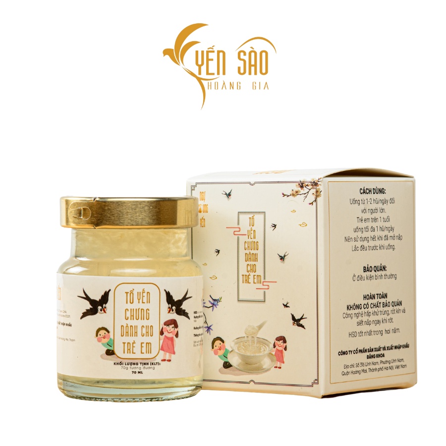 Yến Sào Ngự Cung Hoàng Gia set 6 hũ nguyên chất dành cho trẻ em 70ml