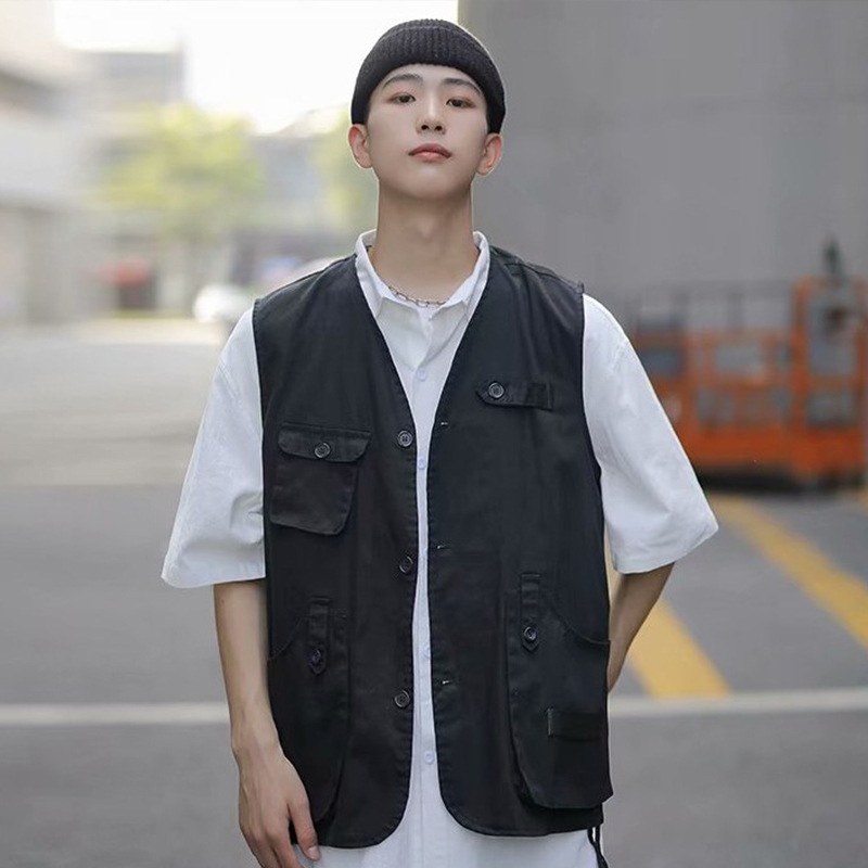 Military Multiple Pockets Cargo Vest Hip Hop Vest Men Dad Core Vest Sleeveless Jacket Gilet Men's Vest Streetwear | BigBuy360 - bigbuy360.vn