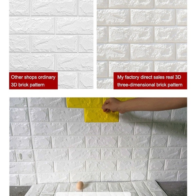 Giấy Dán Tường Giả Gạch 3D Chống Thấm Nước Trang Trí Phòng Khách / Phòng Ngủ