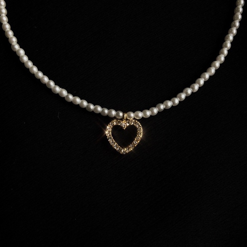 Vòng Cổ Choker Mặt Trái Tim Đính Ngọc Trai Nhân Tạo Sang Trọng Cho Nữ