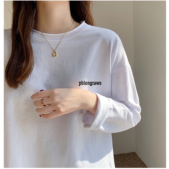 NRVP Áo Thun Nữ Tay Dài 100% Cotton Thời Trang Hàn Quốc