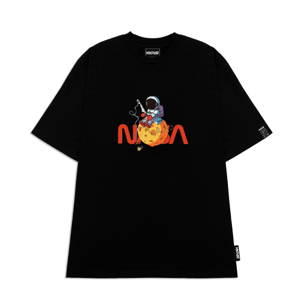 Áo local brand chính hãng Nigust full tag , áo phông phi hành gia NASA đôi nam nữ unisex form rộng đen trắng N127