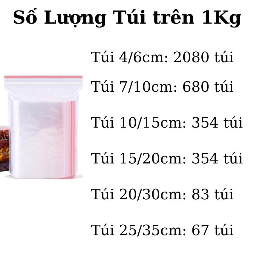 Túi Zip chỉ đỏ đựng thực phẩm 1kg Túi Zipper Bấm Miệng Loại Dày Hàng Có Sẵn Nhiều Kích Thước