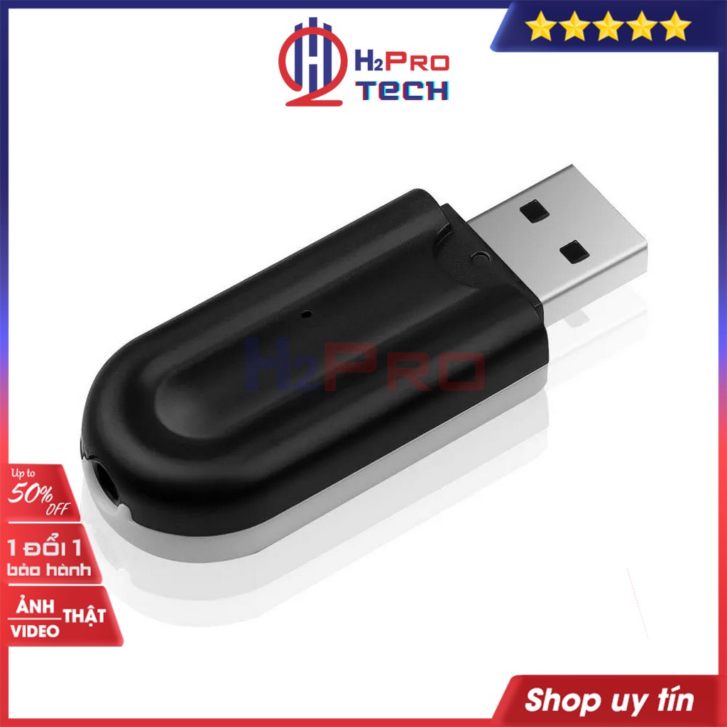 Usb Bluetooth 5.0, Usb Bluetooth Cho Loa, Pc, Xe Hơi-Thiết Bị Nhận Cao Cấp Bắt Sóng Xa 10M, Tặng Dây Aux - H2Pro Tech