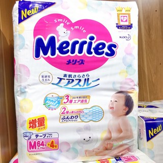 (Hàng nội địa) Tã quần/Tã dán Merries loại cộng miếng NB96/S88/M68/L58/XL44/XXL28