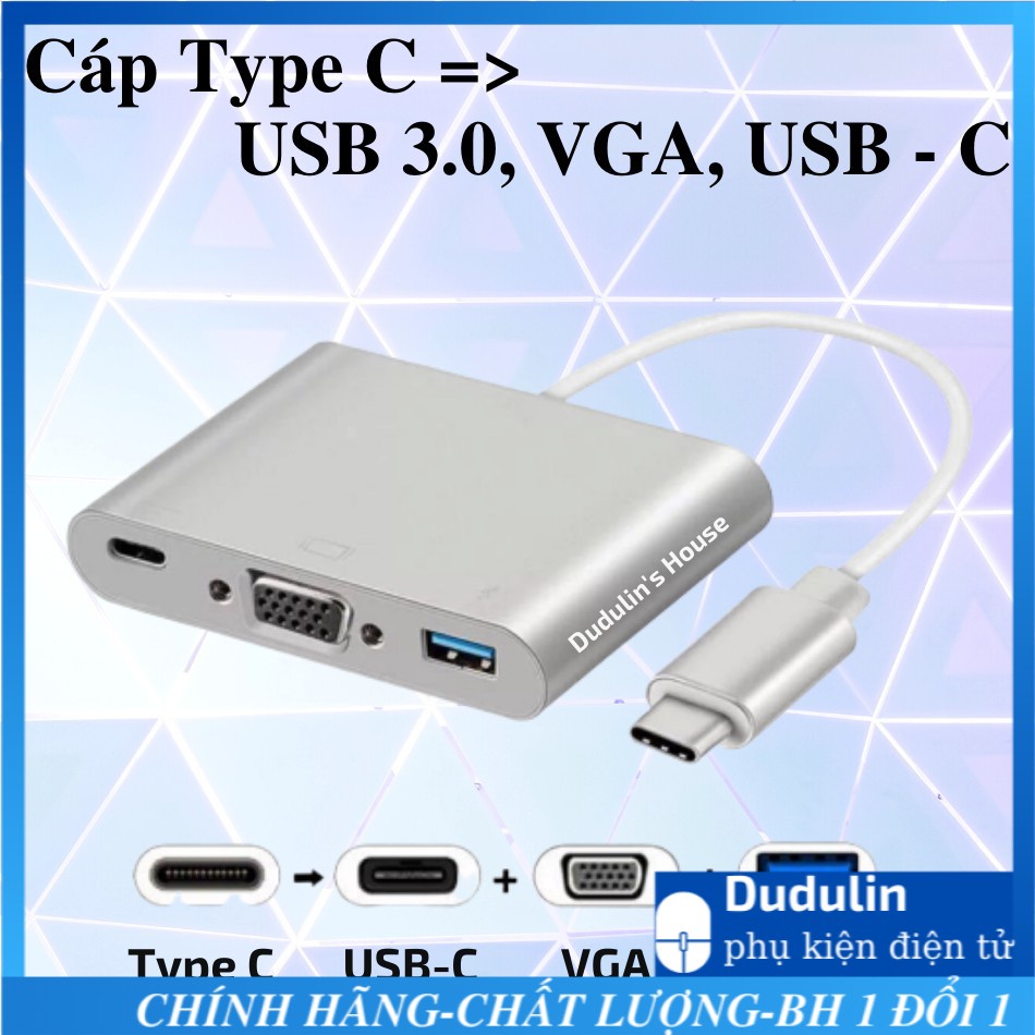 Cáp Chuyển Type-C Ra USB 3.0, VGA, USB-C