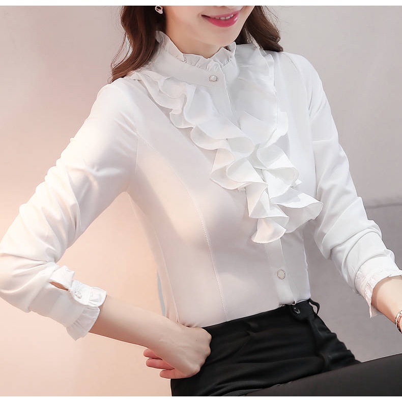 Áo Sơ Mi Nữ Tay Dài Thời Trang Công Sở Phong Cách Hàn Quốc