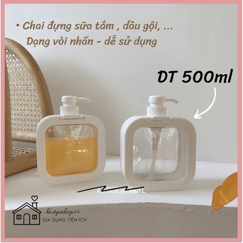 Chai đựng dầu gội -sữa tắm FREESHIPChai đựng nước rửa tay -nước rửa bát dung tích 500ml và 300ml có sẵn