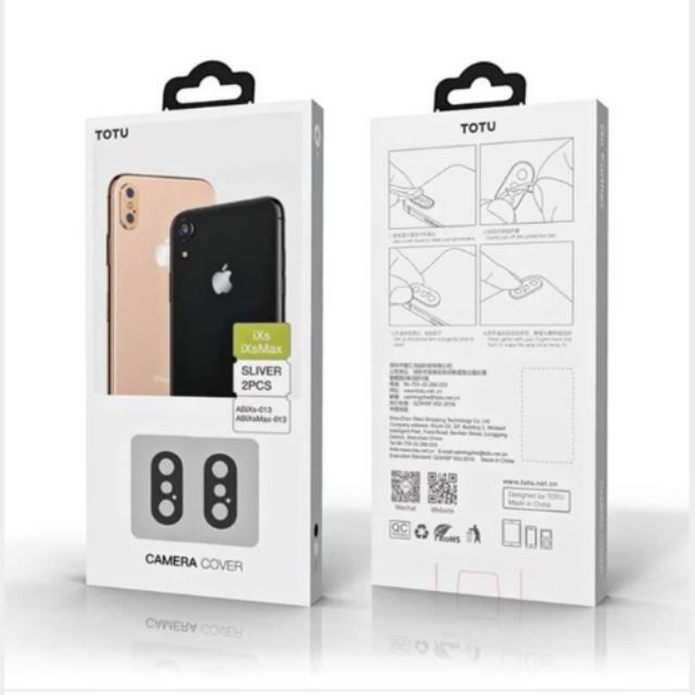 Bộ 2 miếng dán bảo vệ Camera TOTU cho IPhone X/ Xs/ Xs max ( Full box )