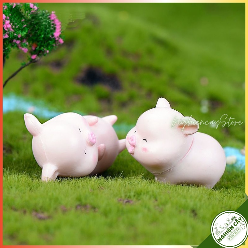 Phụ kiện Heo con ngộ nghĩnh trang trí tiểu cảnh, cây cảnh, sen đá