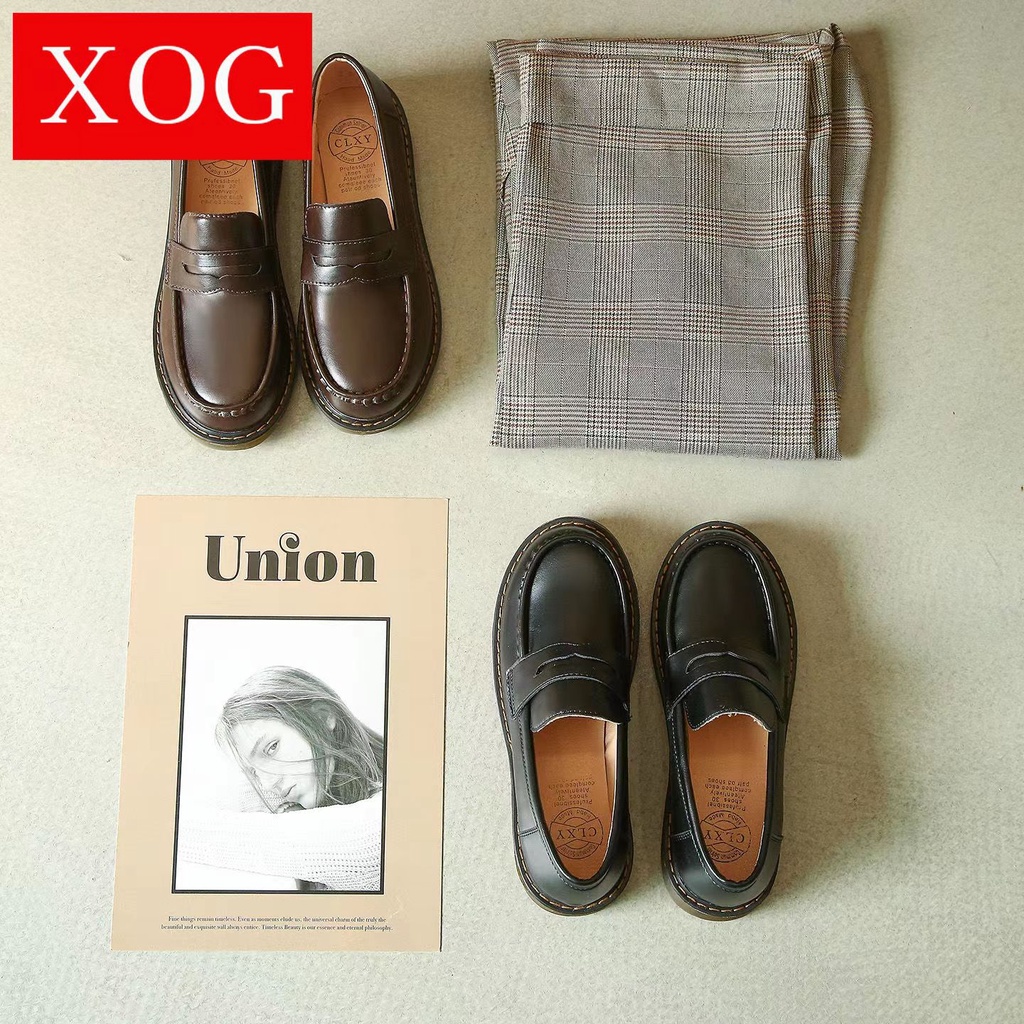 Giày Búp Bê Nữ Giày Loafer Đế Thấp 3 Phân Mũi Vuông Phong Cách Nhật Bản