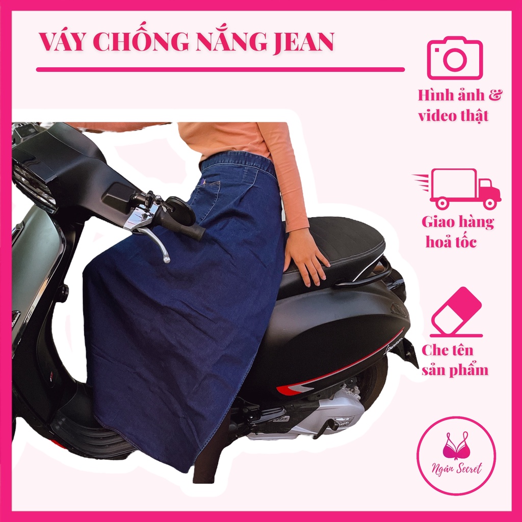 Váy chống nắng Jean dày dặn, thoáng mát, chống nắng tốt