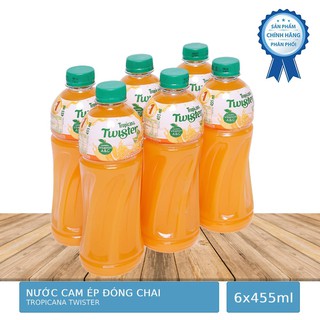 Lốc 6 Chai Nước Cam Ép Twister Tropicana 455ml