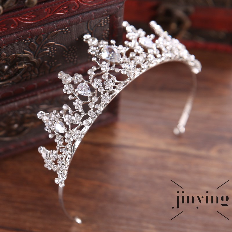 GETNOIVAS Vương miện bạc phong cách cổ điển xinh xắn thời trang cho cô dâu