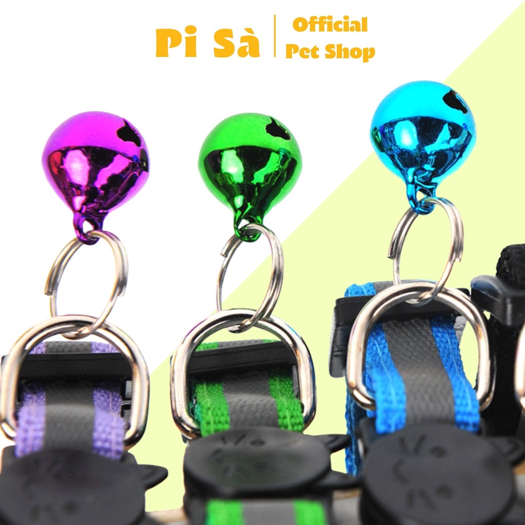 Vòng cổ chó mèo phản quang có lục lạc cute dễ thương | Dây đeo cổ mèo và chó con có chuông & nút cài tiện lợi
