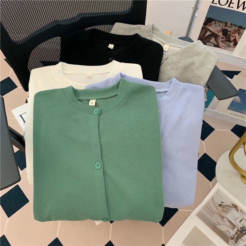 Áo Khoác cardigan Màu Trơn Phong Cách Hàn Quốc Thời Trang Mùa Thu Mới