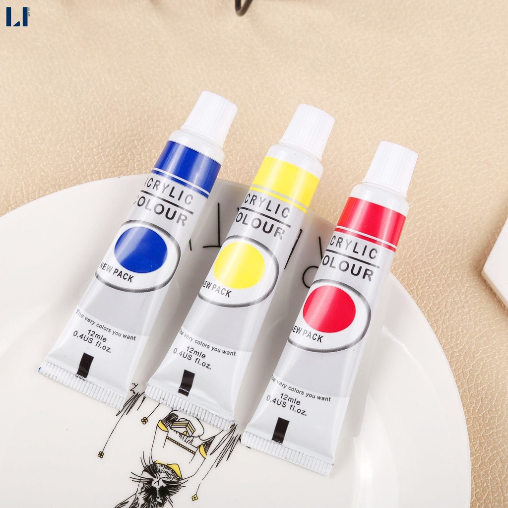 Bộ 12 màu vẽ acrylic, gouache, màu nước, màu sơn dầu tuýp 12ml LIM Art