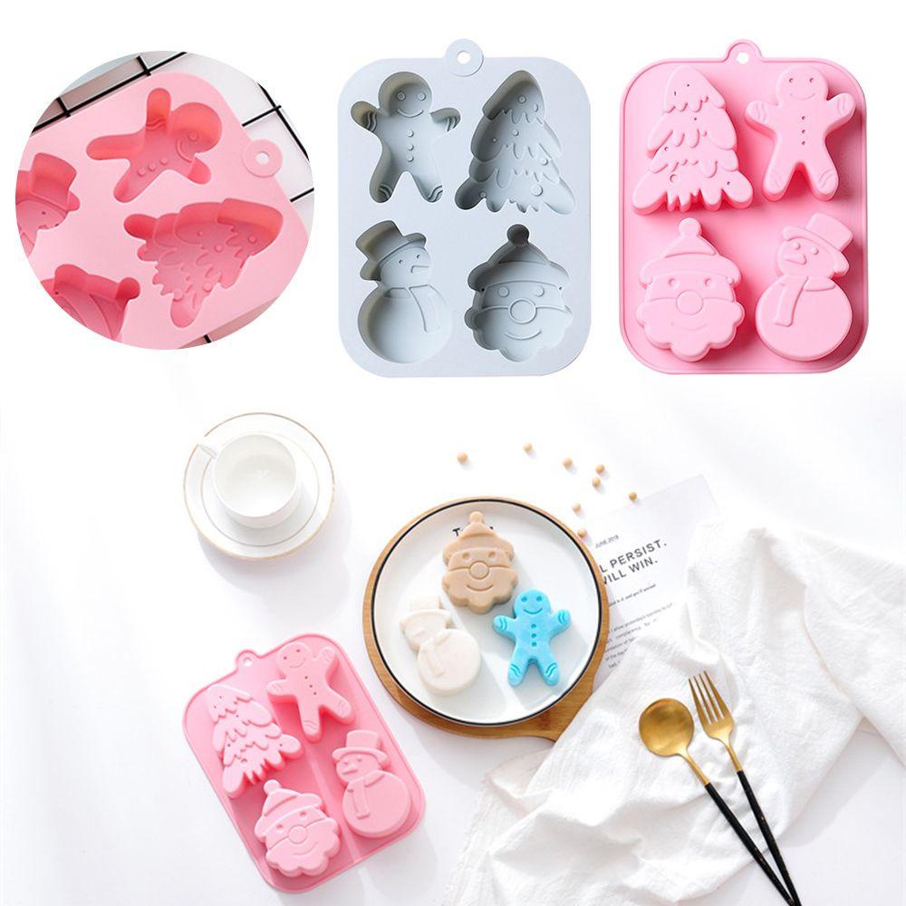 Khuôn Silicone Làm Xà Phòng / Sô Cô La / Bánh Gừng / Người Tuyết 4 Ngăn Tiện Dụng