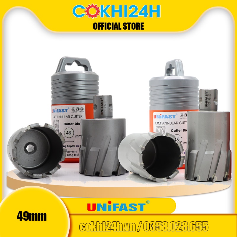 Mũi khoan từ rút lõi phi 49mm Unifast HSS 49x25 / TCT 49x35 / TCT 49x50