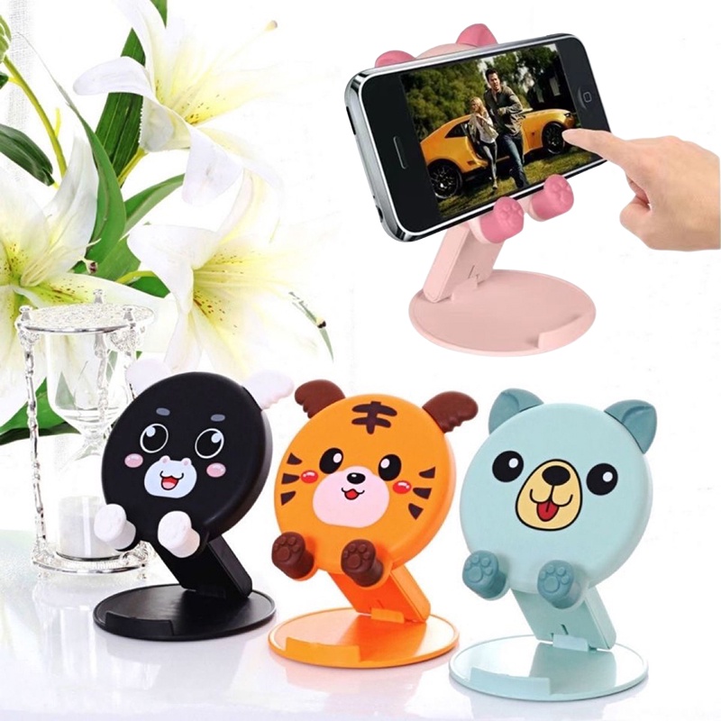 Giá Đỡ Điện Thoại/Máy Tính Bảng Họa Tiết Hoạt Hình Dễ Thương Có Thể Điều Chỉnh Và Gấp Gọn