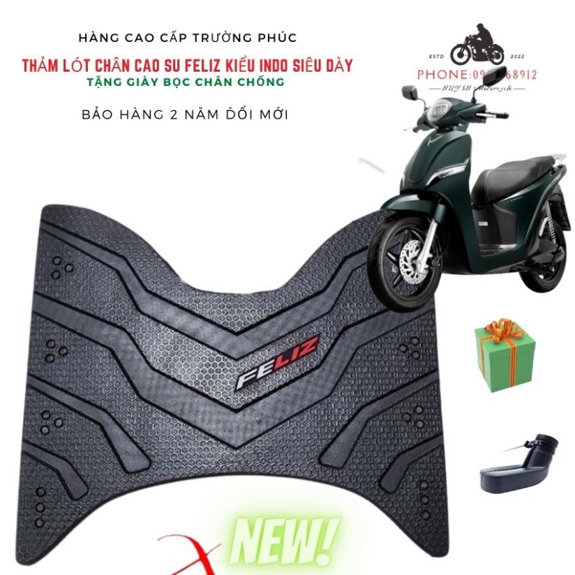 Thảm lót chân Feliz, Thảm Feliz xe điện thảm để chân cao su Vinfast Feliz phụ kiện Feliz Mới 2022 Tặng Bọc Chân Chống