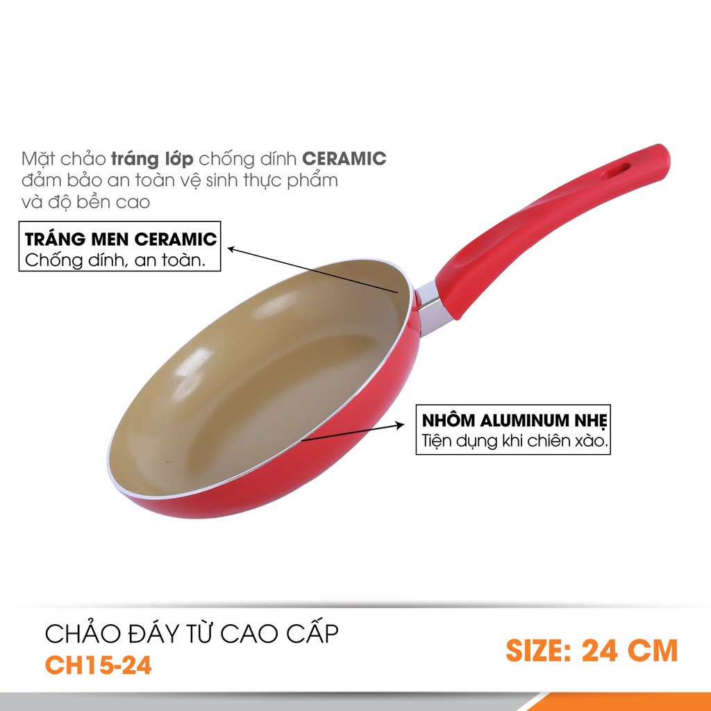 [LIFEMC11M2ADP -12% đơn 250K] Chảo từ chống dính cao cấp Ceragold Comet CH15-24