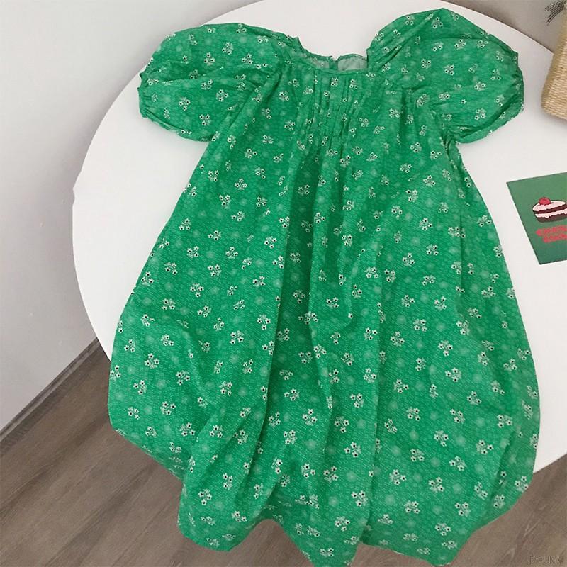 Đầm hoa tay phồng phong cách Hàn Quốc cho bé gái 1-7 tuổi