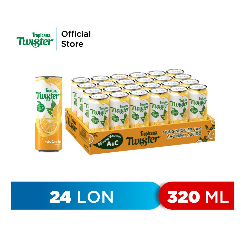 Thùng 24 Lon Nước Cam Ép Tropicana Twister 320ml