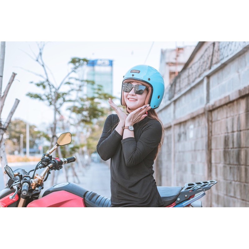 Mũ bảo hiểm 3/4 Bulldog 4U Xanh dương (tặng túi vải, balo rút, tem phản quang)