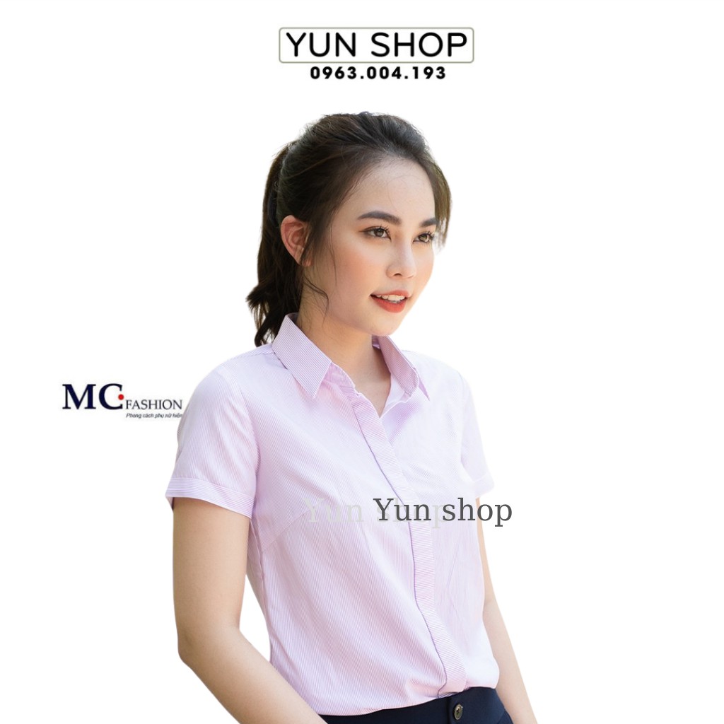 Áo Sơ Mi Nữ- Áo Công Sở Họa Tiết Kẻ Tăm -  A206 MC Fashion Màu Hồng Nhạt