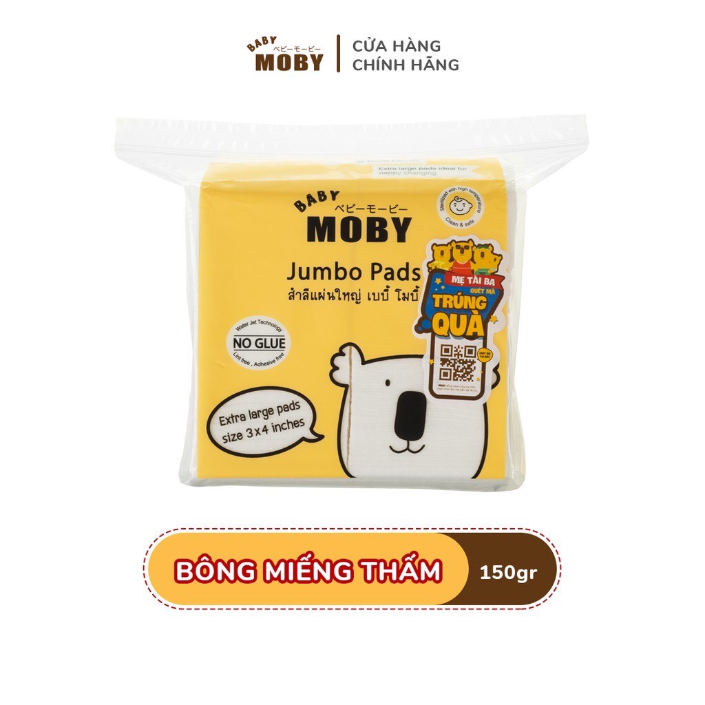 Bông Miếng Moby Baby Cỡ Lớn (100 miếng/gói)