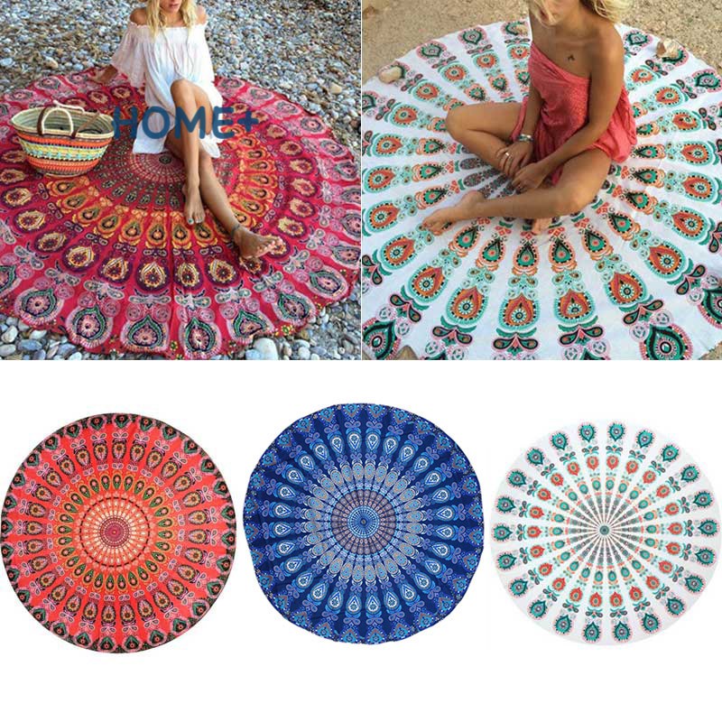 Thảm Tròn Đi Biển / Dã Ngoại Đa Năng In Họa Tiết Mandala