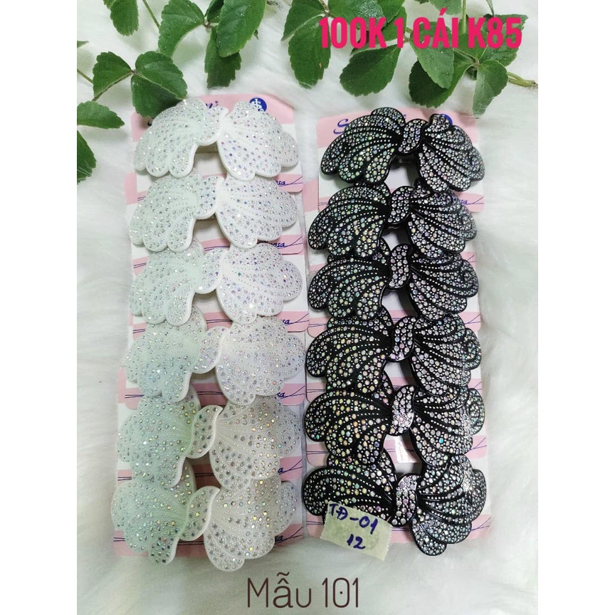 Cặp tóc - kẹp đuôi đính đá gam màu trắng đen songin mimosa