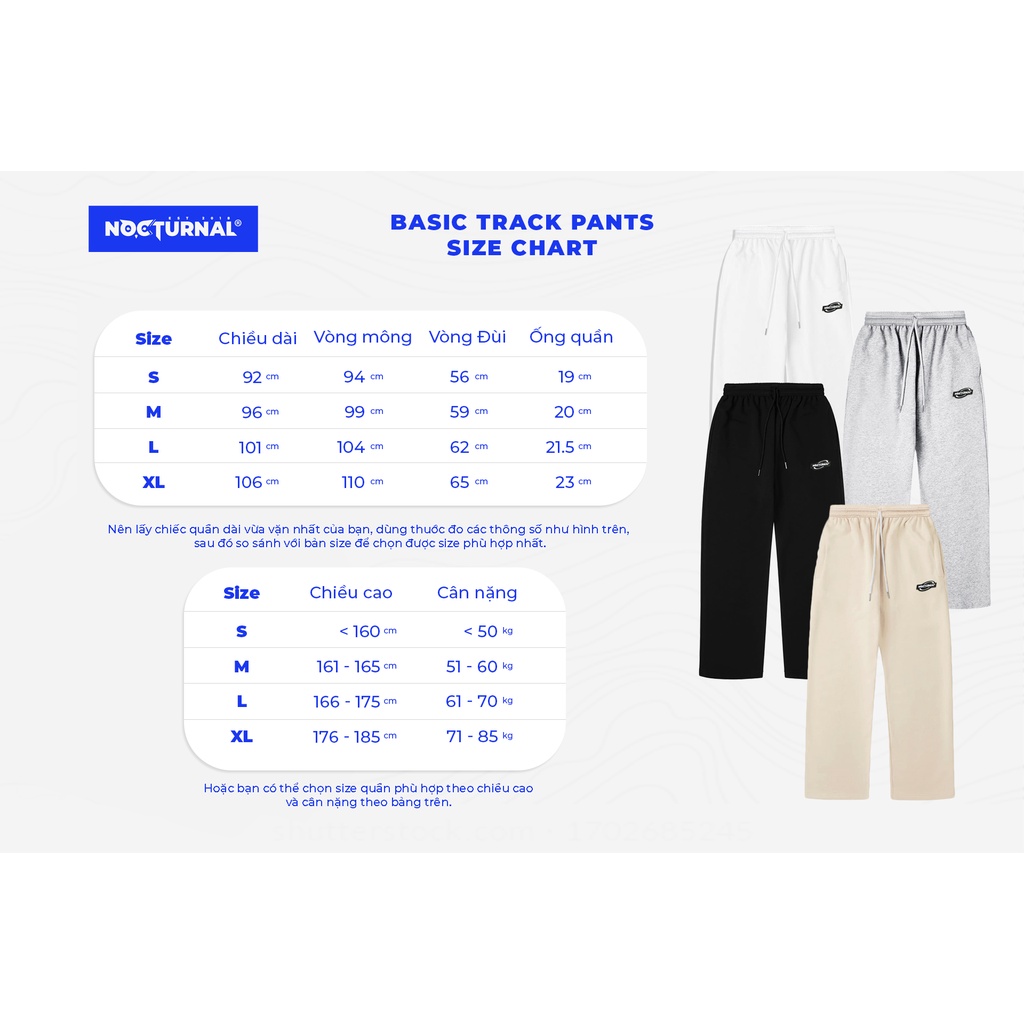 Quần Nỉ Ống Rộng NOCTURNAL Basic Track Pants Unisex Nỉ Chân Cua Local Brand