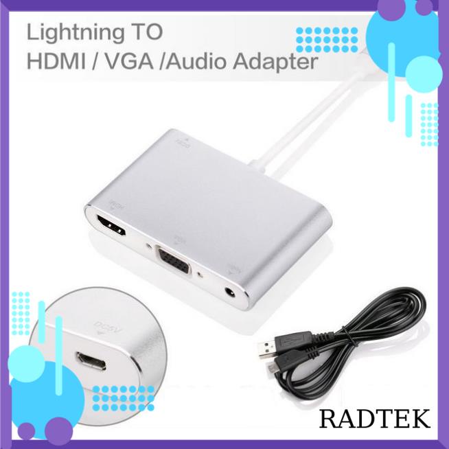 Cáp nối iPhone với đầu dây HDMI hoặc VGA Lightning to HDMI và VGA Audio để xem máy chiếu tivi cáp HDMI cho iphone