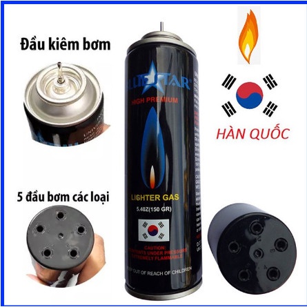 𝐵𝑖̀𝑛ℎ 𝑔𝑎𝑠 𝑏𝑜̛𝑚 𝑏𝑎̣̂𝑡-𝑙𝑢̛̉𝑎-ℎ𝑜̣̂𝑝-𝑞𝑢𝑒̣𝑡 Blue Star Hàn Quốc dùng cho Quẹt-Bật-lửa Khò